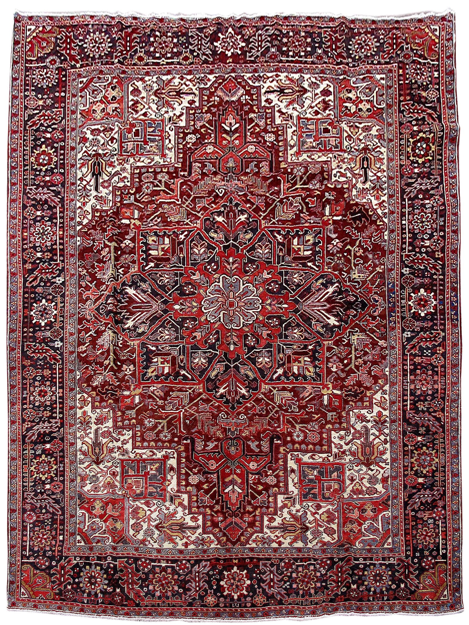 Vibrant 9.6 x 12.6 Persian Heriz Area Rug Handwoven in Iran (1 of 6)