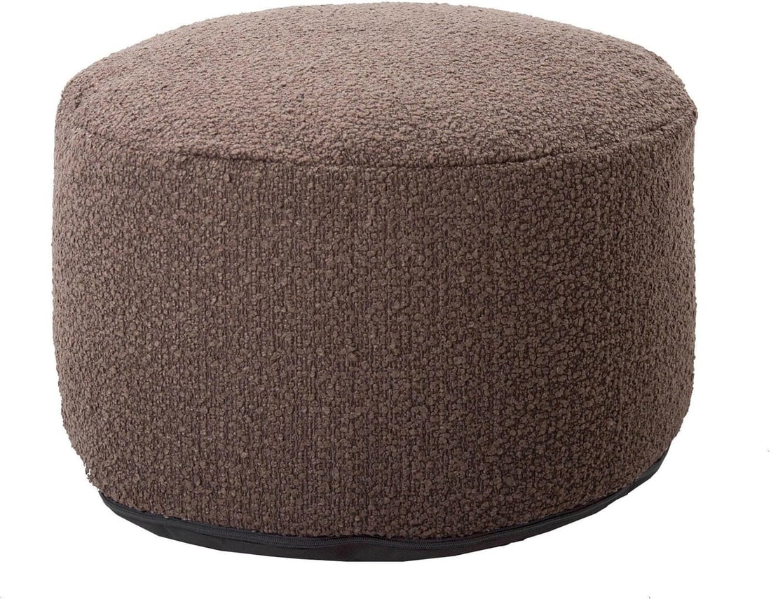 Howard Elliott Round Chocolate Brown Pouf Ottoman (1 of 1)