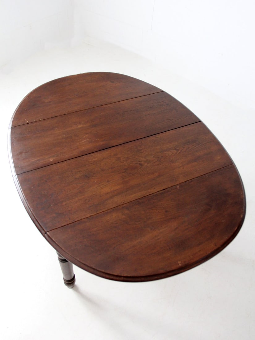 Antique Drop Leaf Dining Table with 2 Extensions and Casters - 13