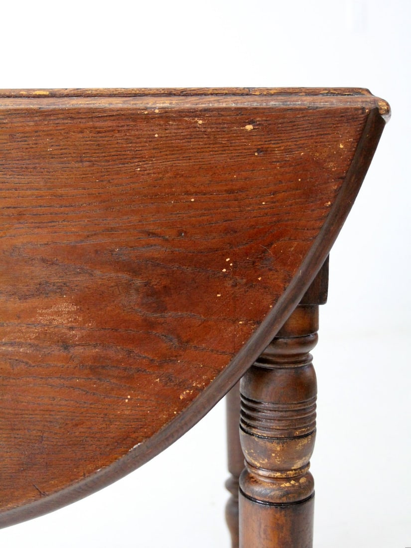 Antique Drop Leaf Dining Table with 2 Extensions and Casters - 9