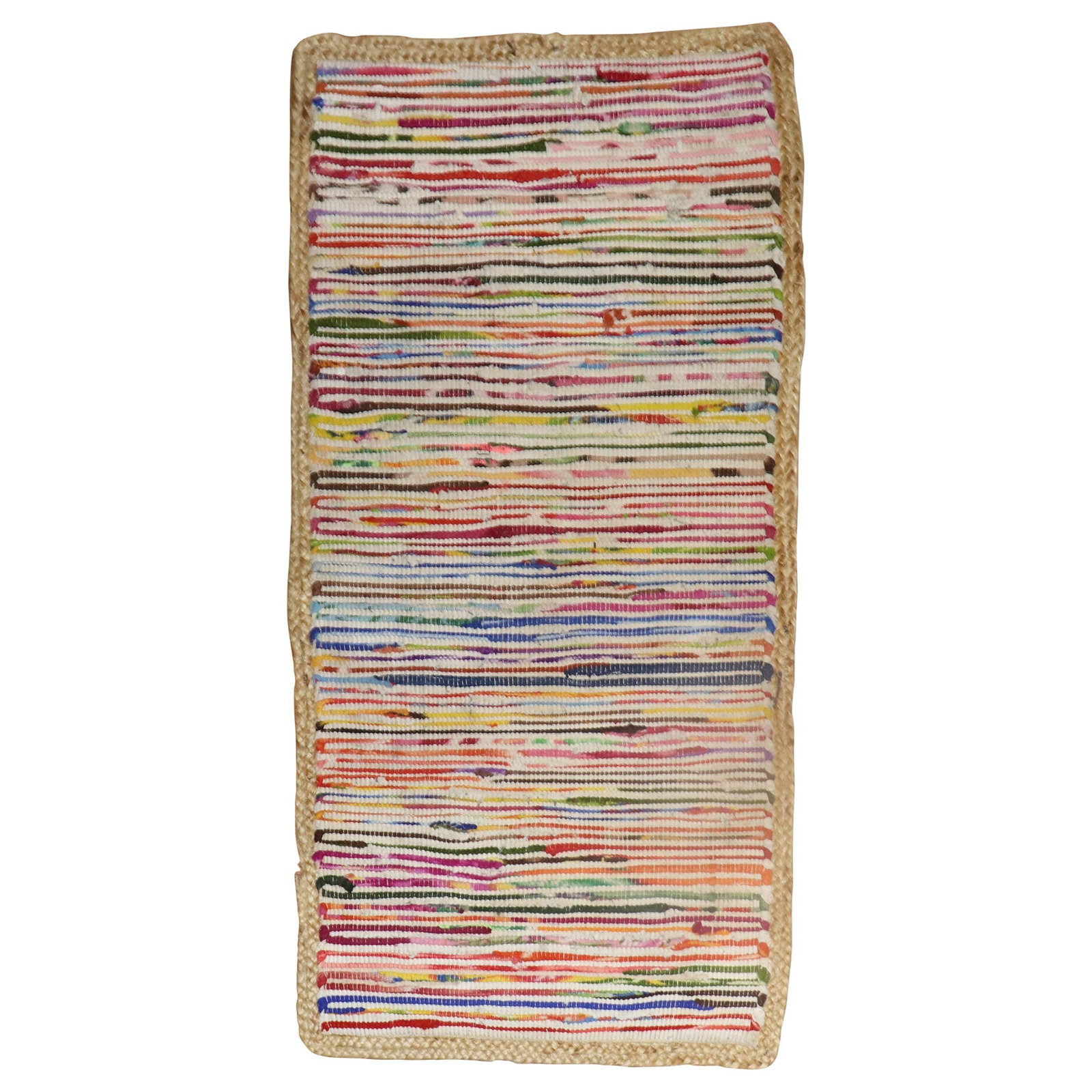 Zabihi Collection Vintage Mini Rag Rug Steampunk Style Wool Hand-Knotted 25 x 45 (1 of 9)