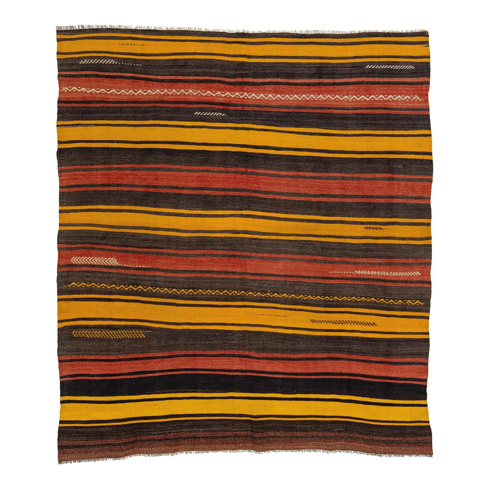 1960s Vintage Kilim Handmade Wool Rug Multicolor Geometric Design (1 of 7)