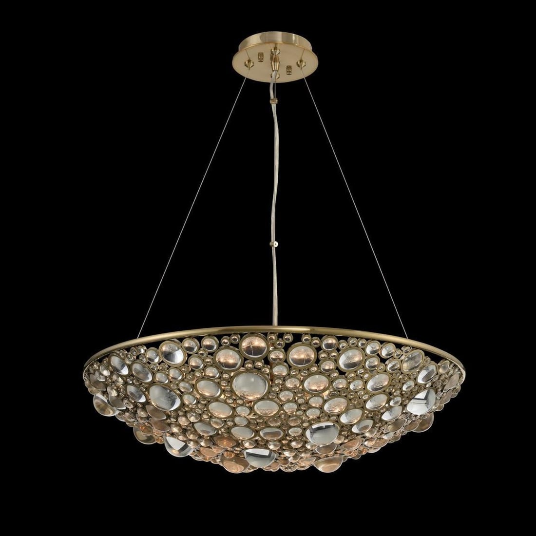Kalco Modern Ciottolo Pendant Light Brushed Champagne Gold with Crystal Baubles: Kalco Modern Ciottolo Pendant Light Brushed Champagne Gold with Crystal Baubles Illuminate your space with the Modern Ciottolo Pendant, featuring exquisite crystal baubles that bring a touch of elegan