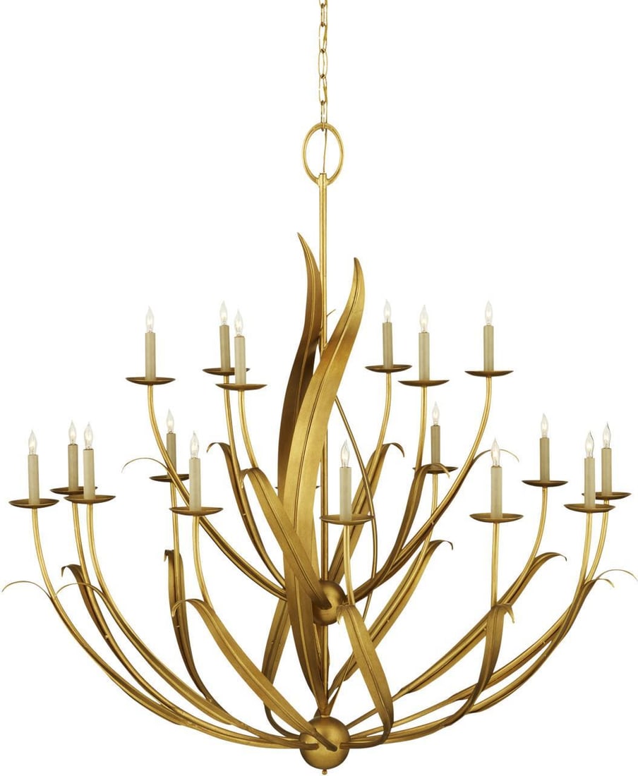 Currey Menefee Gold Bowl Chandelier 18 Bulbs Dimmable (1 of 6)