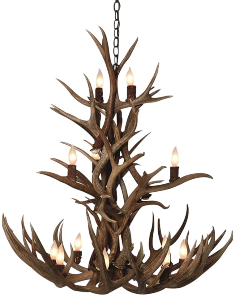 Rustic 12-Light Handmade Mule Deer Antler Chandelier (1 of 2)