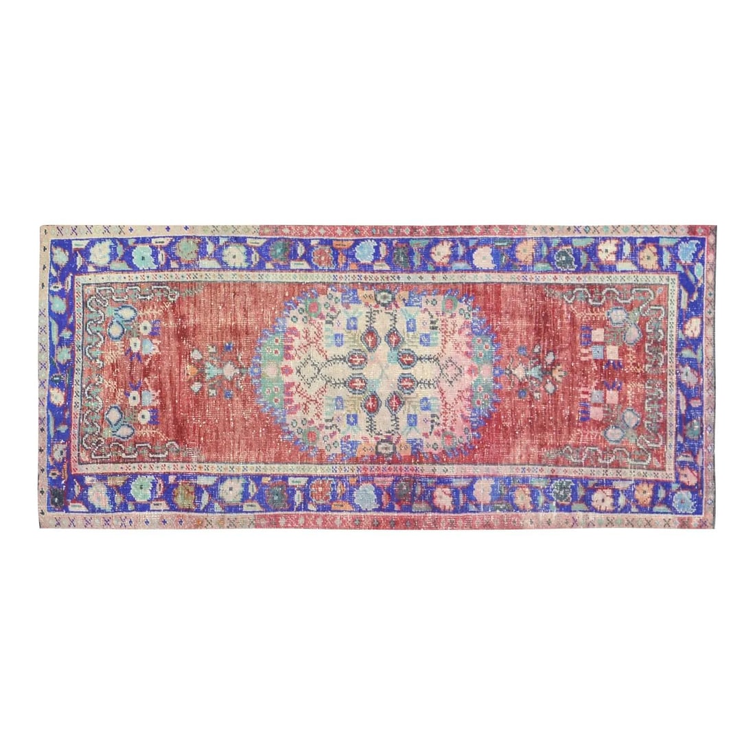 Raspberry Red Anatolian Wool Runner Rug 2'9 x 6'6 Hand Knotted Vintage: Raspberry Red Anatolian Wool Runner Rug 2'9 x 6'6 Hand Knotted Vintage This vintage Turkish Anatolian hand-knotted wool rug is crafted using traditional techniques, blending timeless artistry with a m