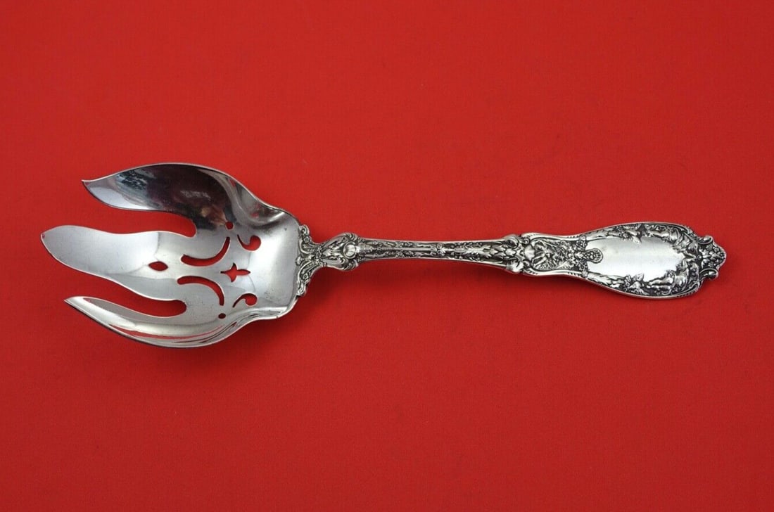 Gorham Paris Sterling Silver Salad Serving Fork 8 7/8 Inch: Gorham Paris Sterling Silver Salad Serving Fork 8 7/8 Inch Enhance your dining experience with this exquisite Paris pattern serving fork by Gorham. Crafted from high-quality sterling silver, this sala