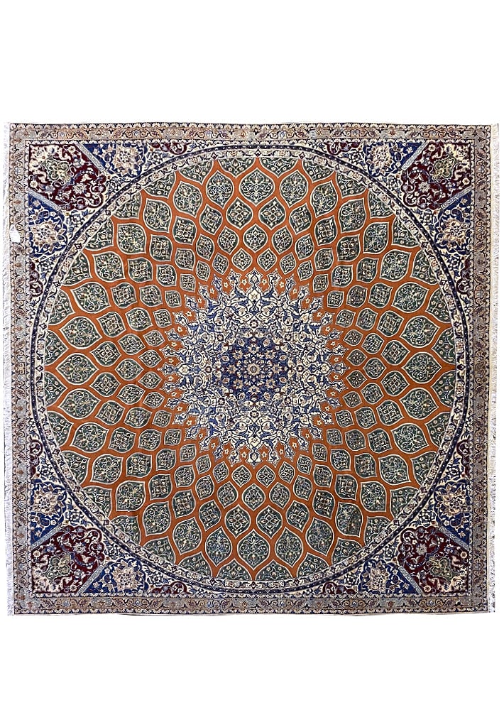 Authentic Persian Nain Rug 9x9 Handwoven Wool Silk 500 KPSI: Authentic Persian Nain Rug 9x9 Handwoven Wool Silk 500 KPSI Free continental US Shipping Elevate your space with this exquisite 9' x 9' Square Super High-Quality Wool and Silk Authentic Persian Nain R
