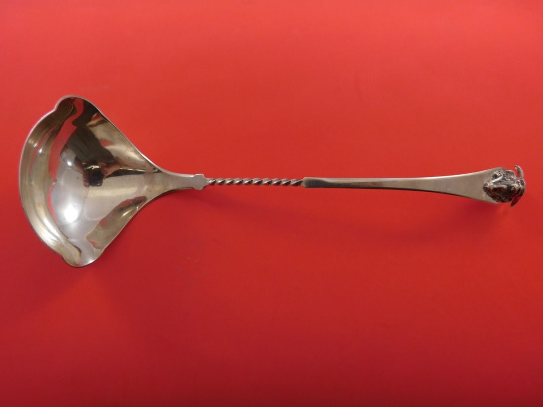 Shreve Stanwood Coin Silver Punch Ladle 1860-1883 Art Silver 3-D Bacchus (1 of 4)