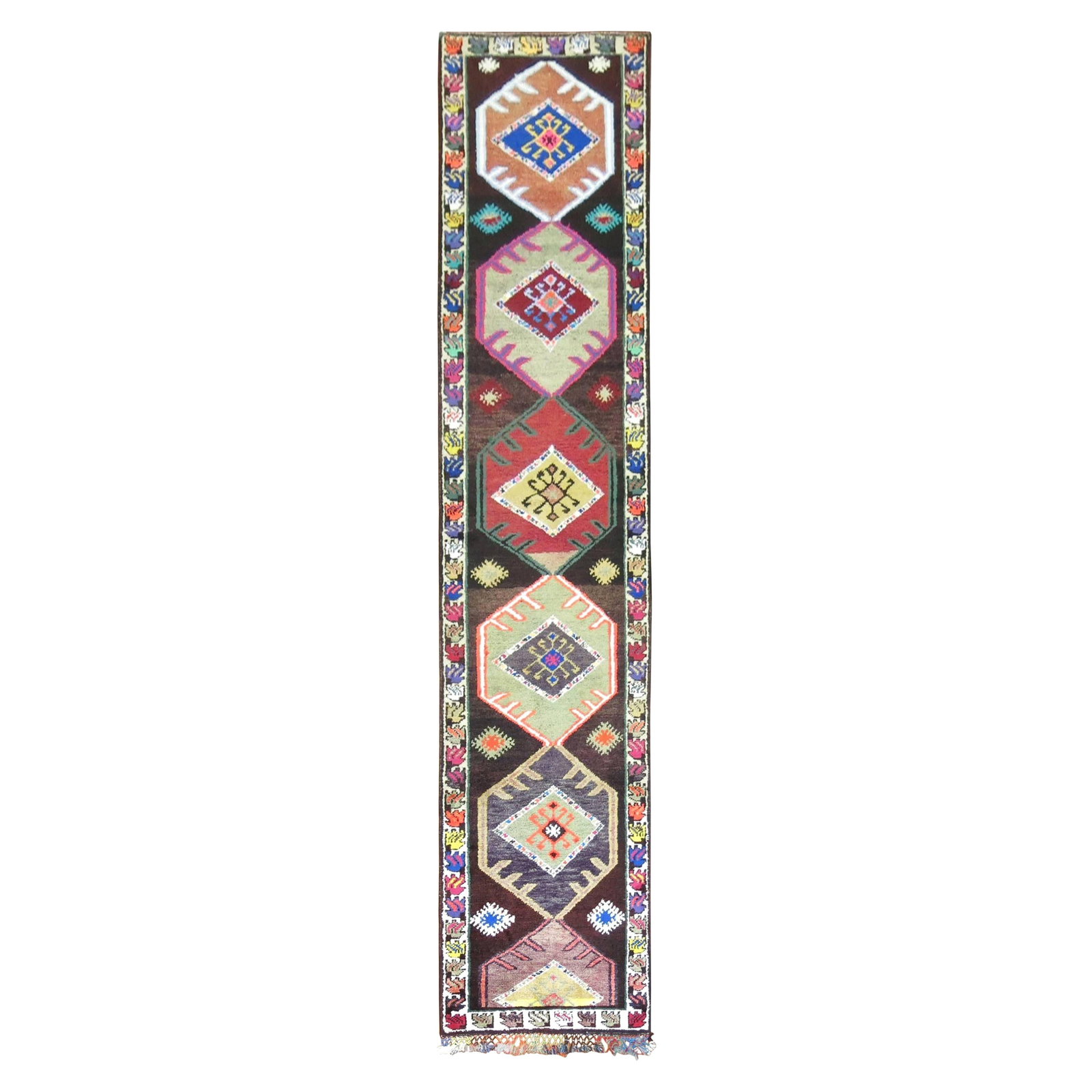 Vintage Bohemian Turkish Runner Wool Hand-Woven 33 x 162 in (1 of 8)