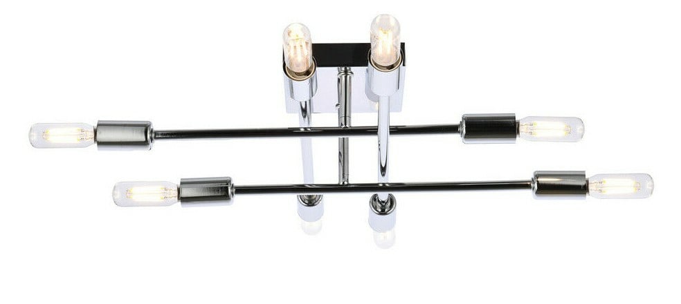 Chrome 8-light Script flush mount chandelier - 4
