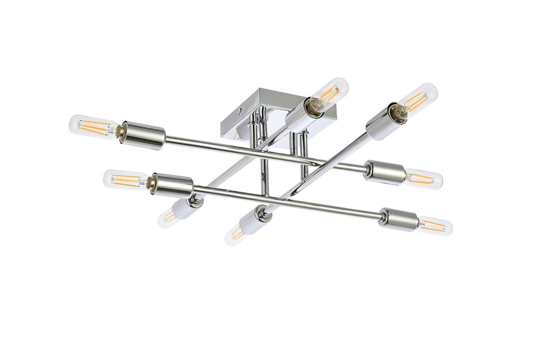 Chrome 8-light Script flush mount chandelier - 7