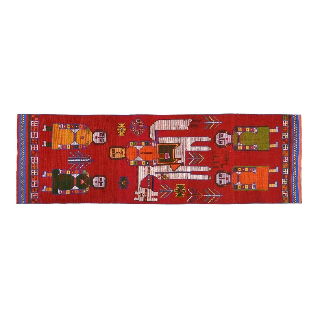 Hand-Knotted Wool Kurdish Wedding Runner Rug in Scarlet 3'x10'5": Hand-Knotted Wool Kurdish Wedding Runner Rug in Scarlet 3'x10'5" This vintage Kurdish wedding rug is hand-knotted from wool using traditional techniques, combining time-honored craftsmanship with a mo