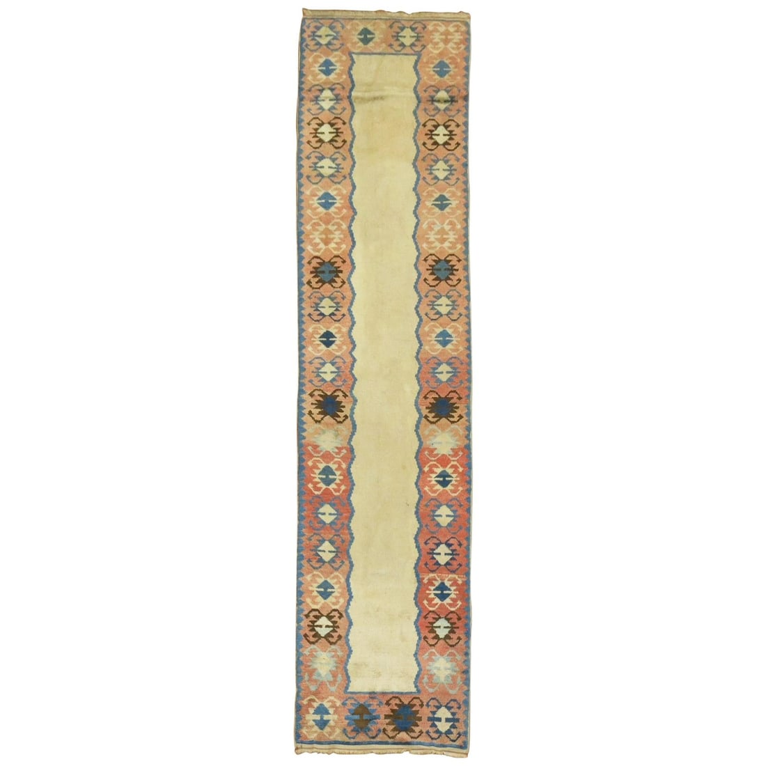 Mid Century Turkish Wool Runner 28 x 110 in Navajo Style: Mid Century Turkish Wool Runner 28 x 110 in Navajo Style This vintage Turkish runner from Anatolia dates to the mid-20th century and features a design reminiscent of American Navajo rugs. Crafted from