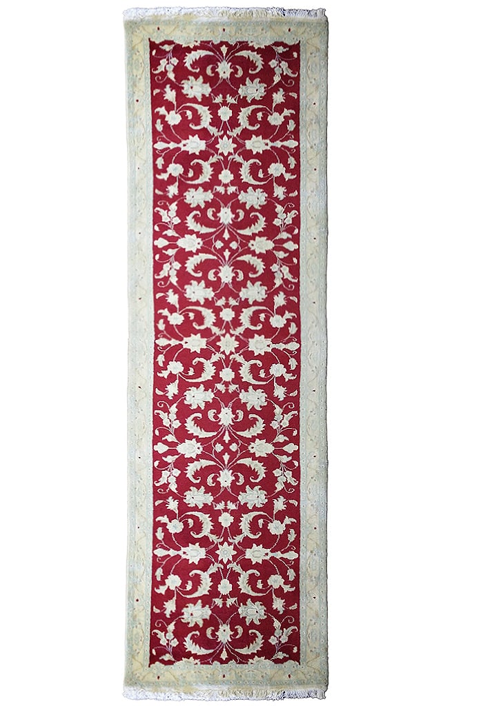 Exquisite 2.9 x 9.3 Nain Runner Red Wool Silk Hand-Knotted Iran: Exquisite 2.9 x 9.3 Nain Runner Red Wool Silk Hand-Knotted Iran Free continental US Shipping Elevate your home decor with this exquisite 2.9 x 9.3 Persian Red Nain Runner, masterfully crafted from a l