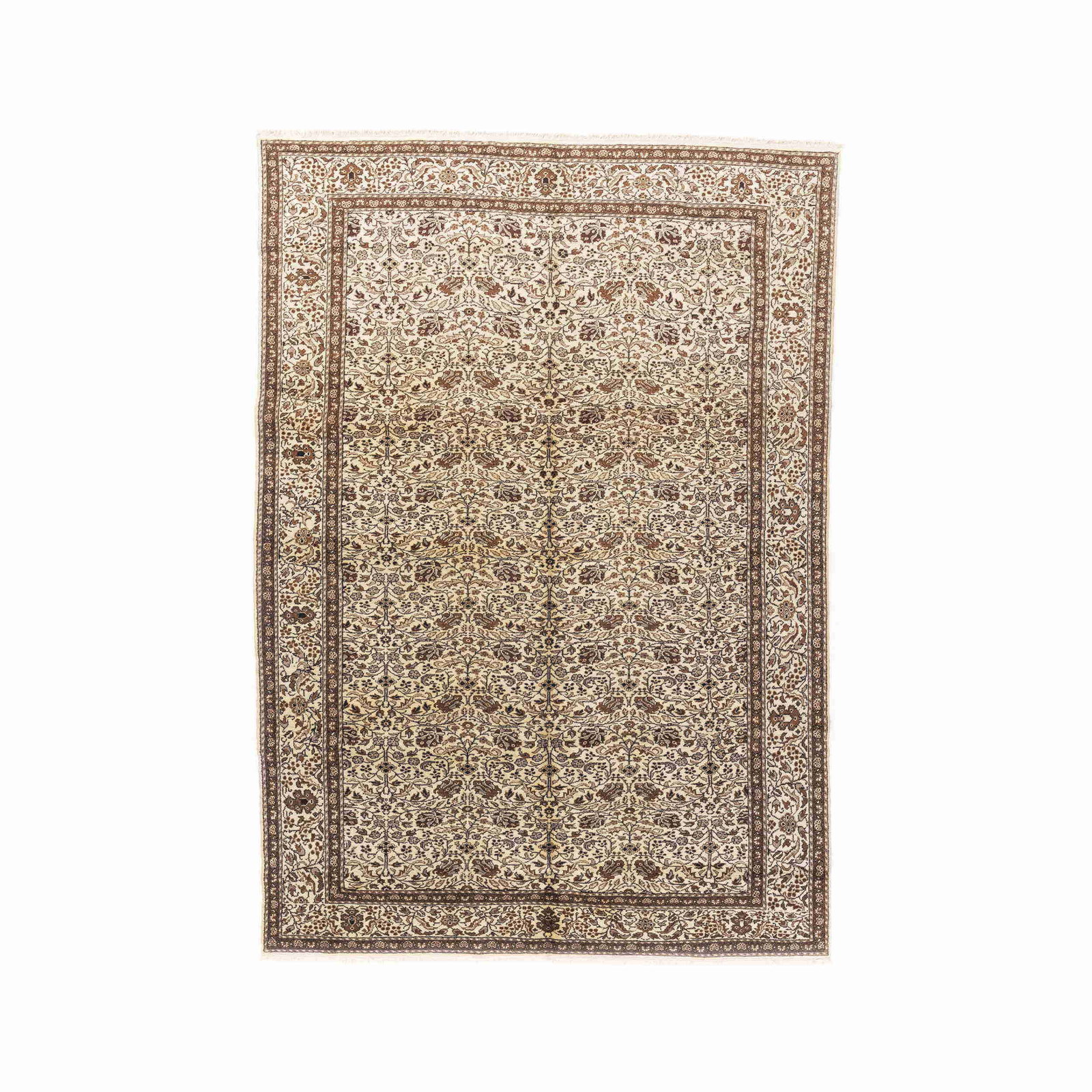 Handmade Kayseri Carpet Wool on Cotton 78.7 x 113.8 Inches: Handmade Kayseri Carpet Wool on Cotton 78.7 x 113.8 Inches Experience the elegance and craftsmanship of this authentic handmade Kayseri carpet. Made from a luxurious blend of wool on cotton, this piec