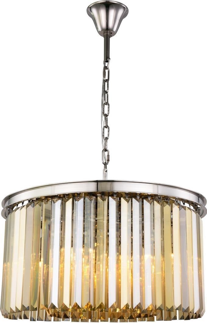 Elegant Sydney Crystal Pendant Light 8 Bulbs Polished Nickel: Elegant Sydney Crystal Pendant Light 8 Bulbs Polished Nickel Illuminate your space with the Sophisticated Sydney Crystal Pendant, a stunning addition to any transitional style decor. This pendant ligh