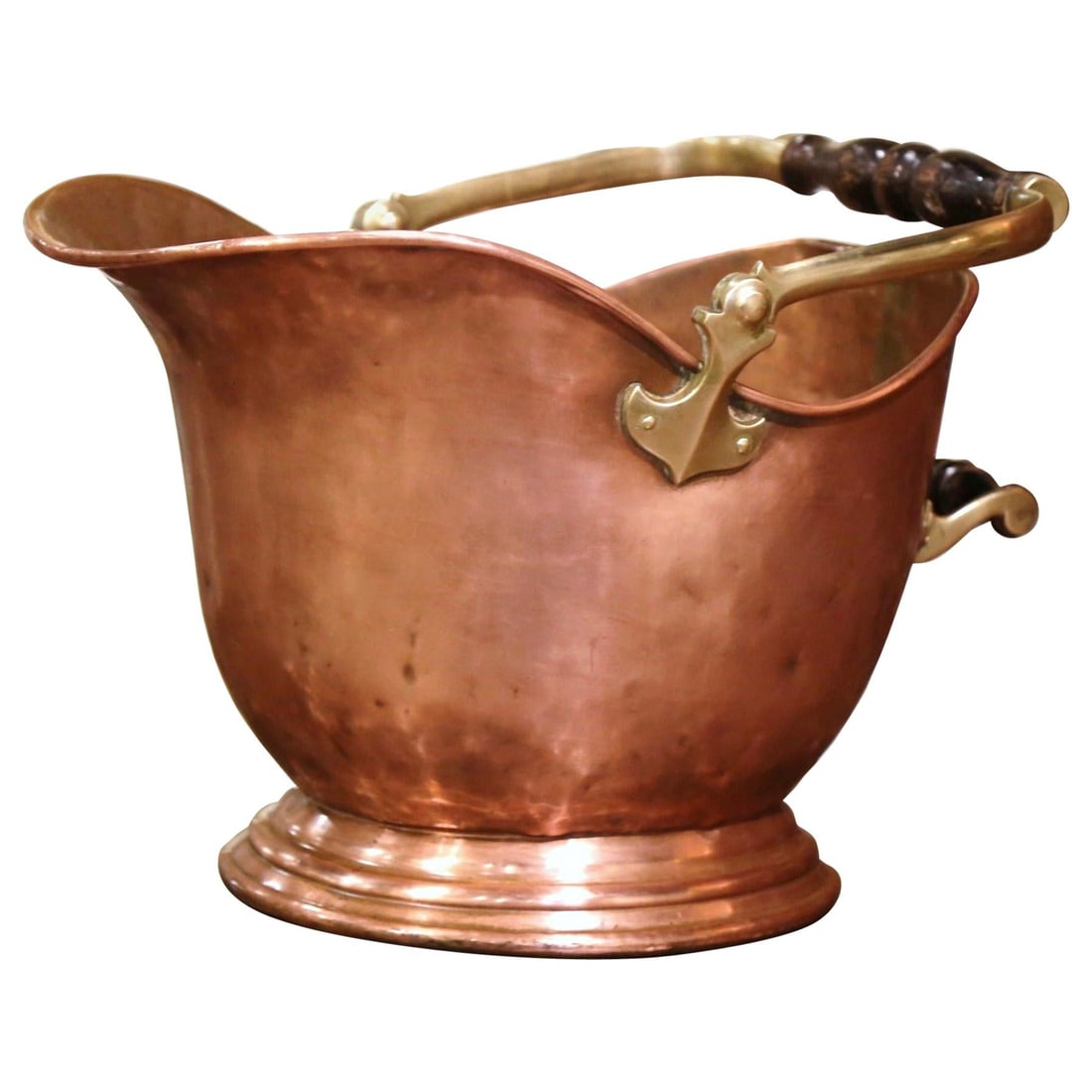 Victorian English Copper Brass Coal Hod with Walnut Grip (1 of 10)