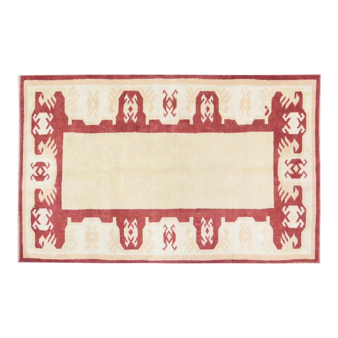 3x4 1 Vintage Anatolian Wool Hand Knotted Rug: 3x4 1 Vintage Anatolian Wool Hand Knotted Rug This vintage Turkish Anatolian rug is hand-knotted from wool using traditional techniques, offering a harmonious blend of timeless craftsmanship and moder