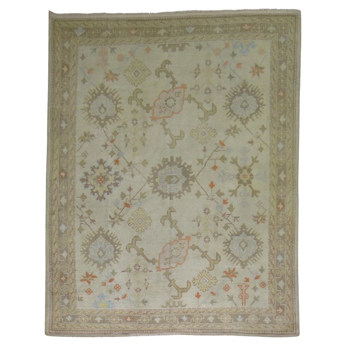 Antique Square Turkish Oushak Rug Early 20th Century Hand-Woven Wool (1 of 8)