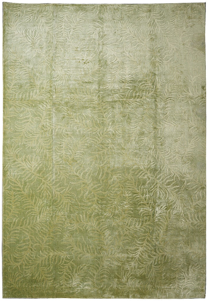 9 x 12.4 Bamboo Silk Hand-Knotted Contemporary Rug Champaign Green: 9 x 12.4 Bamboo Silk Hand-Knotted Contemporary Rug Champaign Green Free continental US Shipping This handmade contemporary rug is crafted from bamboo silk and features a smooth, lustrous texture with 