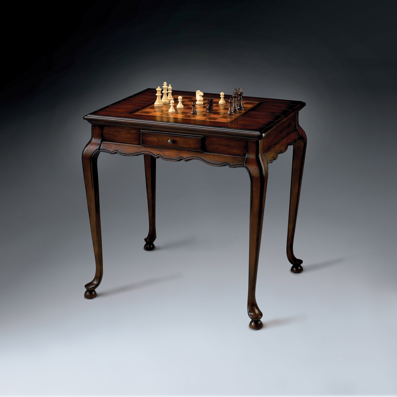 Bannockburn Game Table by Butler Antique Style Rectangular Brown Cherry Finish: Bannockburn Game Table by Butler Antique Style Rectangular Brown Cherry Finish Introducing the Bannockburn Traditional Game Table, a stunning piece that embodies antique elegance in a compact design. 