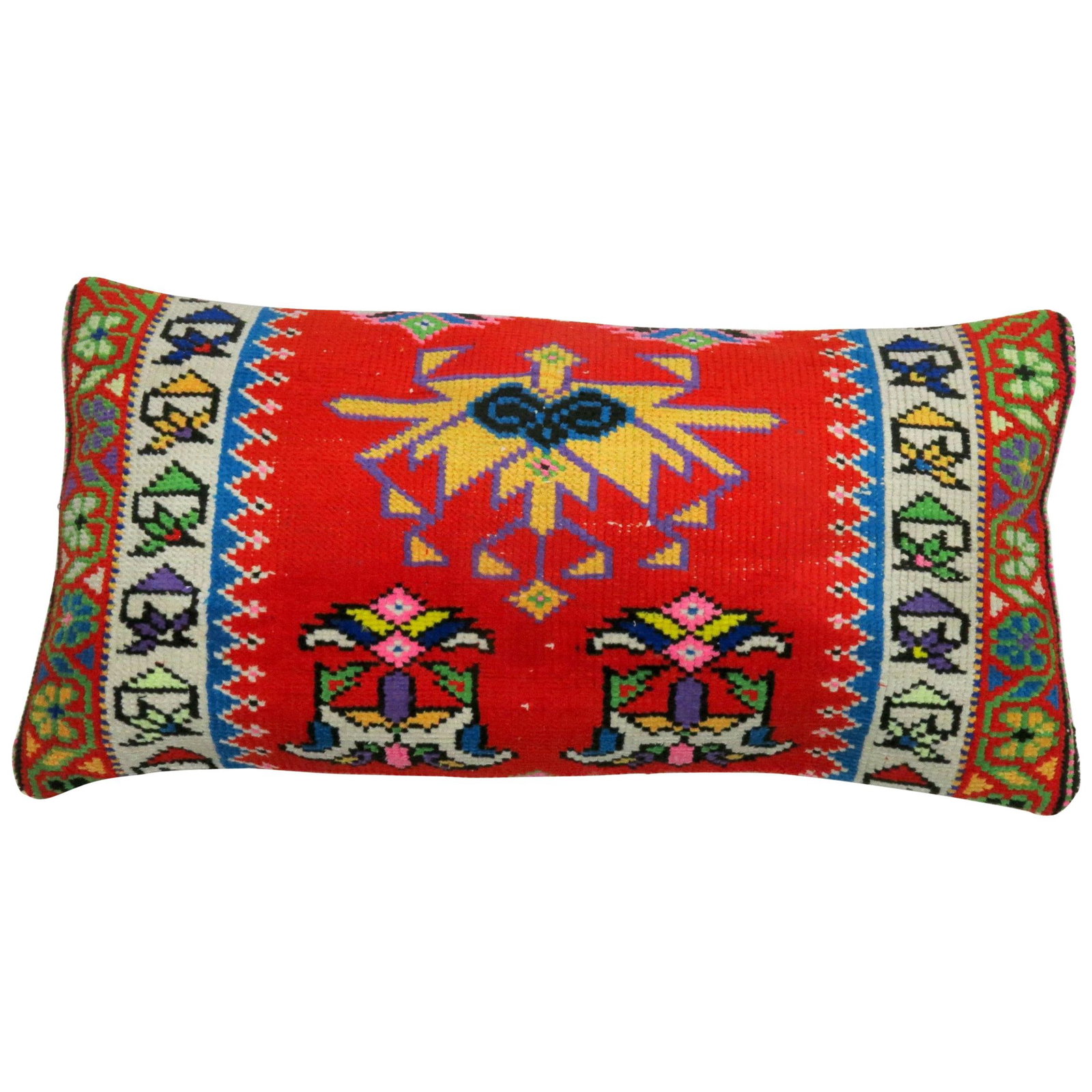 Vintage Turkish Anatolian Rug Bolster Pillow 16 x 32 in (1 of 4)