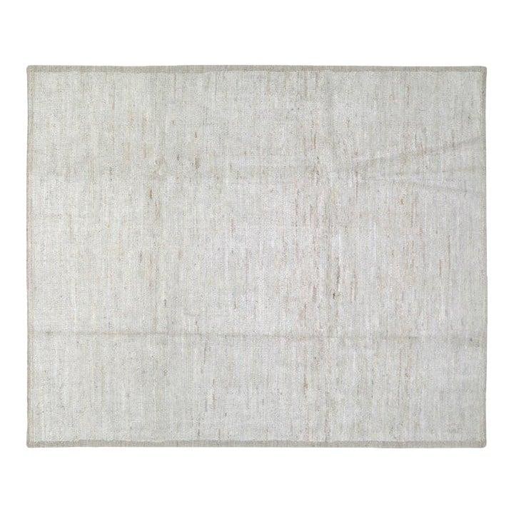 Abstract Wool Area Rug 8'7" x 10'4" Moroccan Hand Knotted White: Abstract Wool Area Rug 8'7" x 10'4" Moroccan Hand Knotted White This Moroccan hand-knotted wool rug features an abstract design in white. Crafted from high-quality wool, it offers a soft texture and d