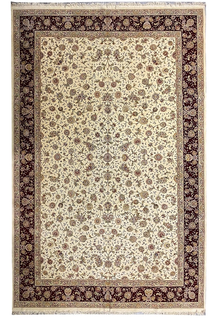 Ivory Sino Tabriz Rug 11.7 x 17.6 Hand-Knotted Wool (1 of 11)