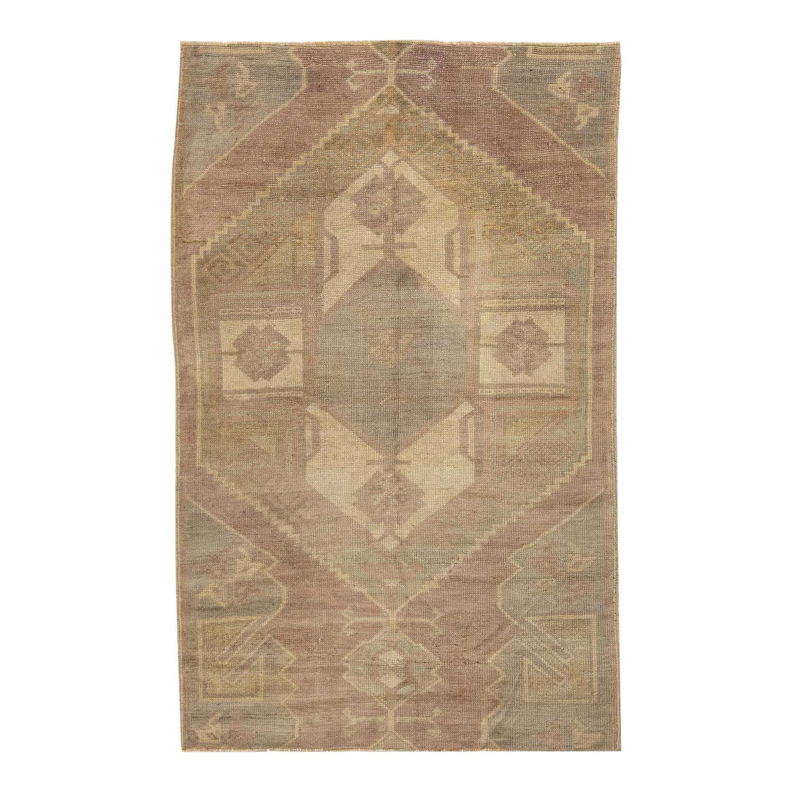 Vintage 1940s Turkish Anatolian Geometric Wool Rug 3'3 x 5'1 Handmade (1 of 8)