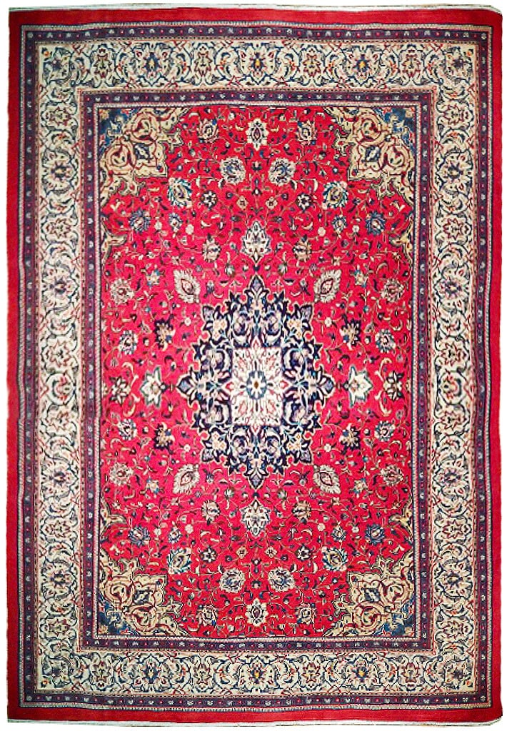 Ivory Semi Antique Persian Tabriz Rug 10.5 x 14 Handmade (1 of 6)