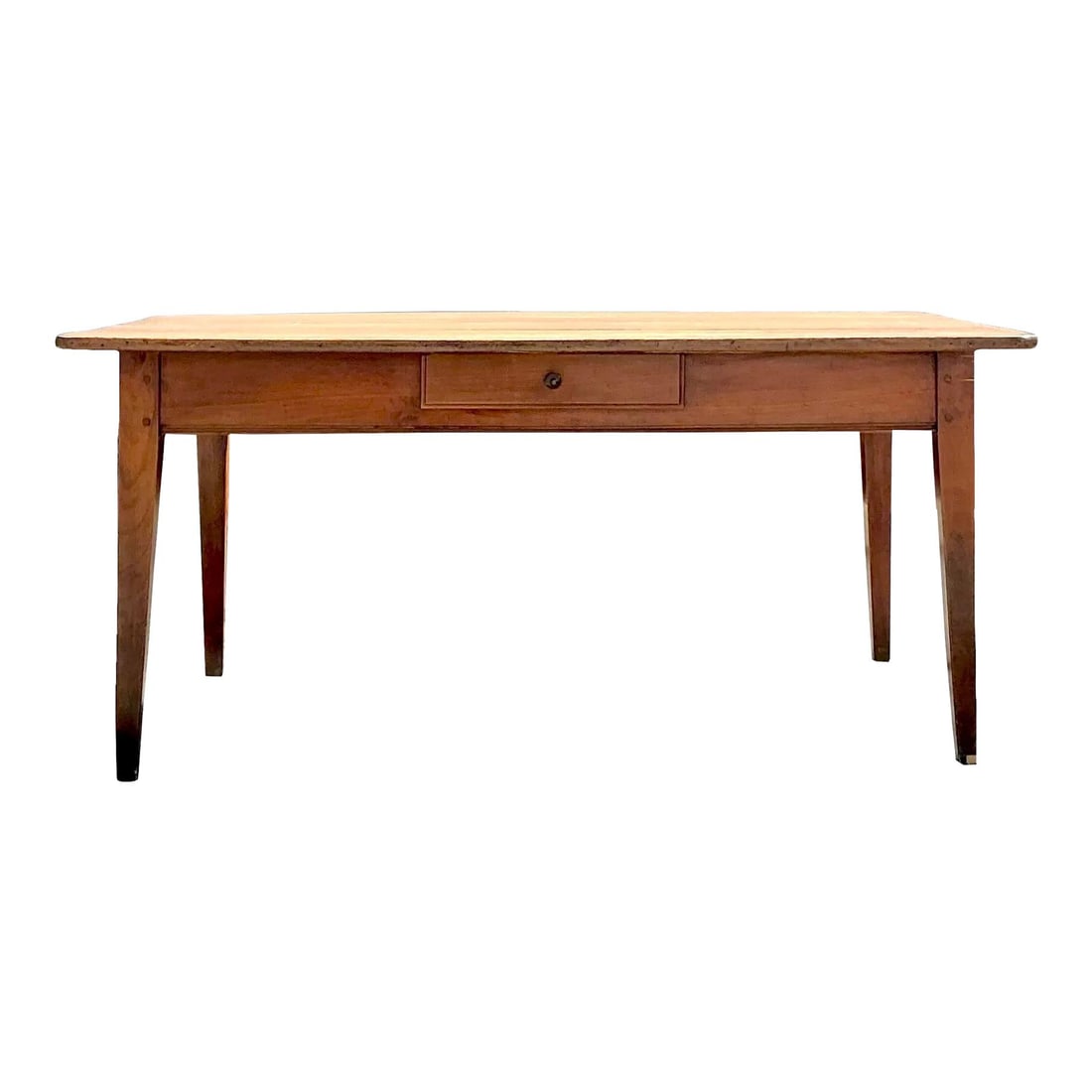 Rustic Vintage Boho French Plank Farm Table in Chocolate Wood (1 of 10)