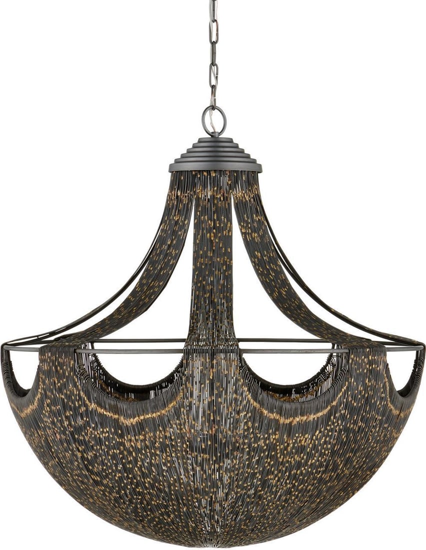 Currey Eduardo Adjustable Iron Chandelier 6 Bulb Brass Finish (1 of 7)