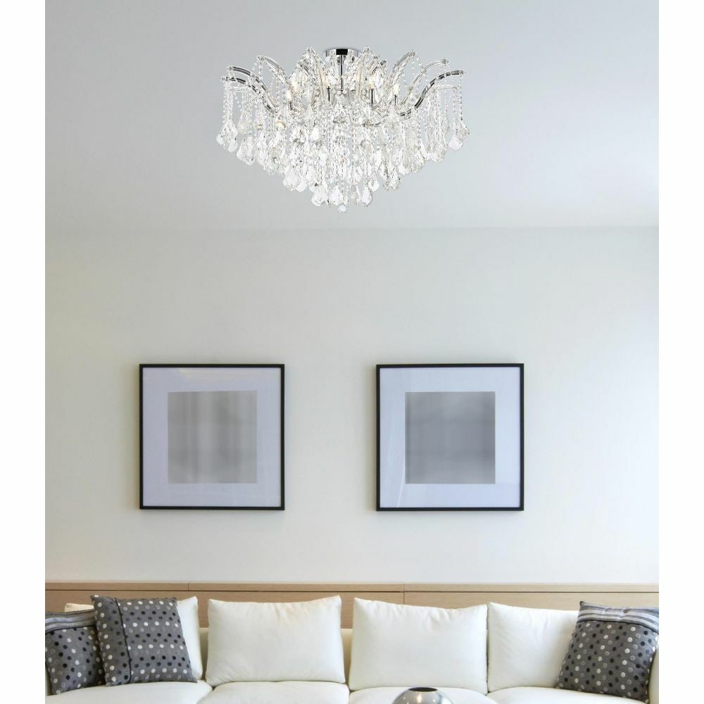 Maria Theresa 8 Light Chrome Crystal Flush Mount 36 in (1 of 8)