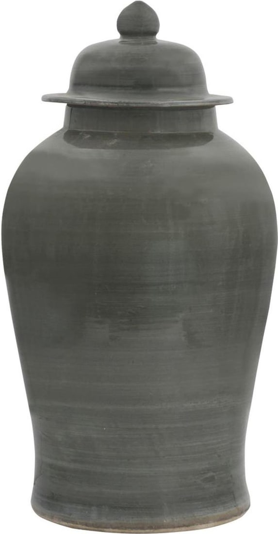 Handmade Iron Gray Porcelain Temple Jar Asian Antique Style (1 of 1)
