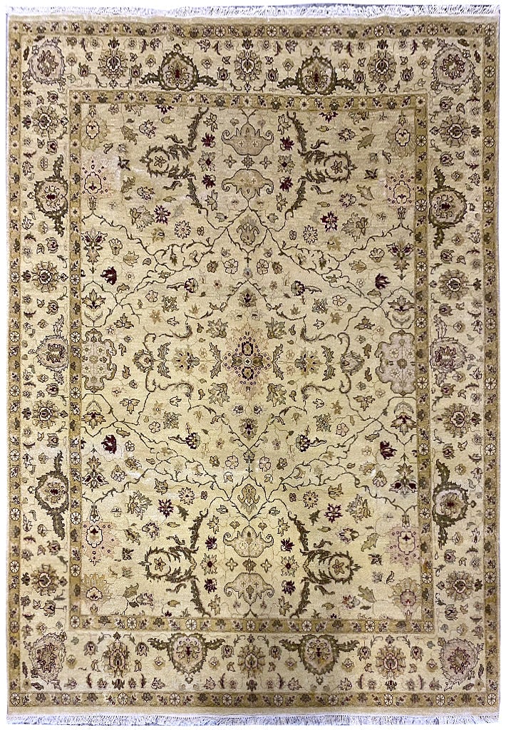 Handmade Agra Rug 7.11 x 9.9 Natural Wool Ivory Green: Handmade Agra Rug 7.11 x 9.9 Natural Wool Ivory Green Free continental US Shipping Enhance your living space with this exquisite Handmade Agra Rug, measuring 7.11 x 9.9 feet (95 x 117 inches). Crafted