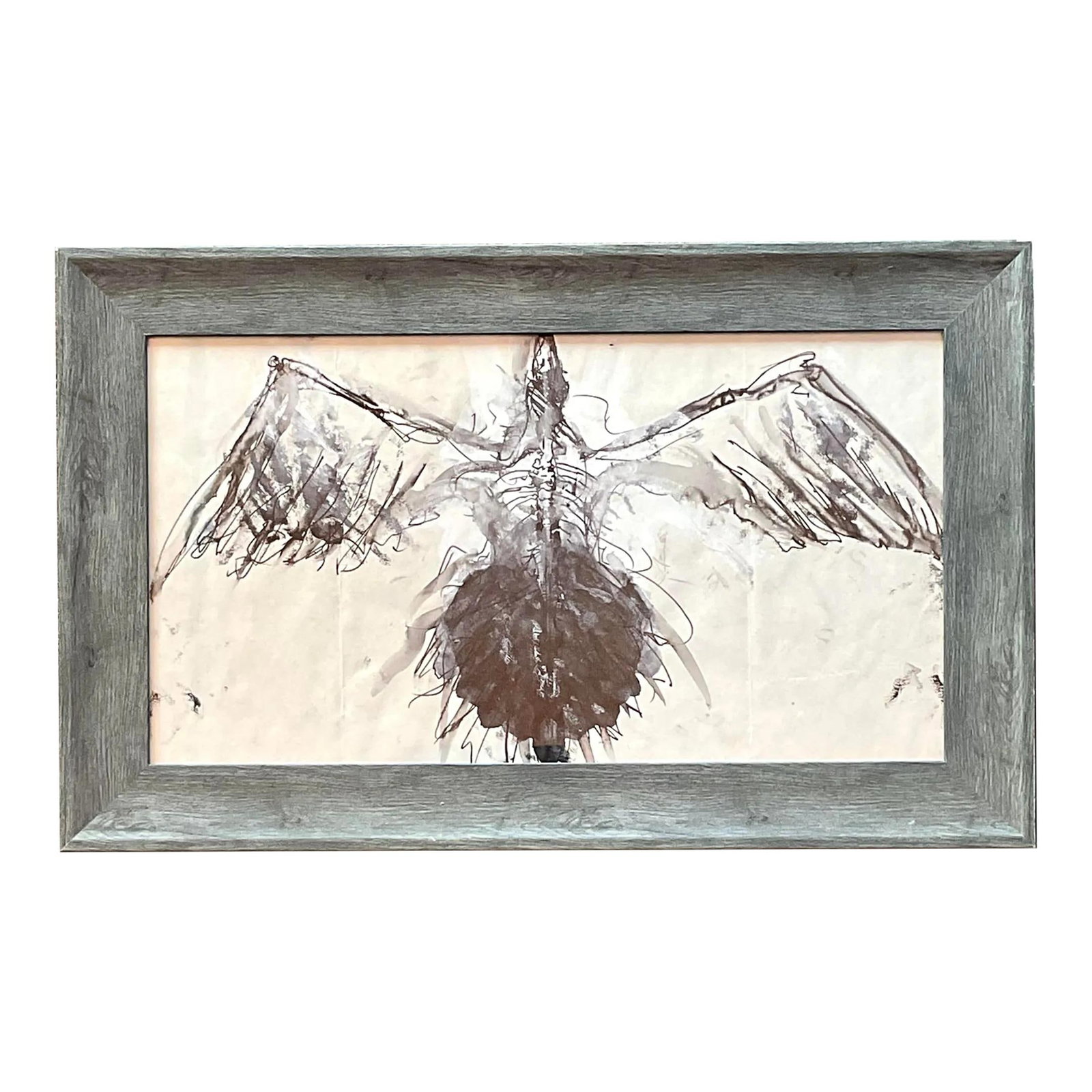 Vintage Boho Watercolor Bird Art on Paper 21.25 x 13.25 (1 of 7)