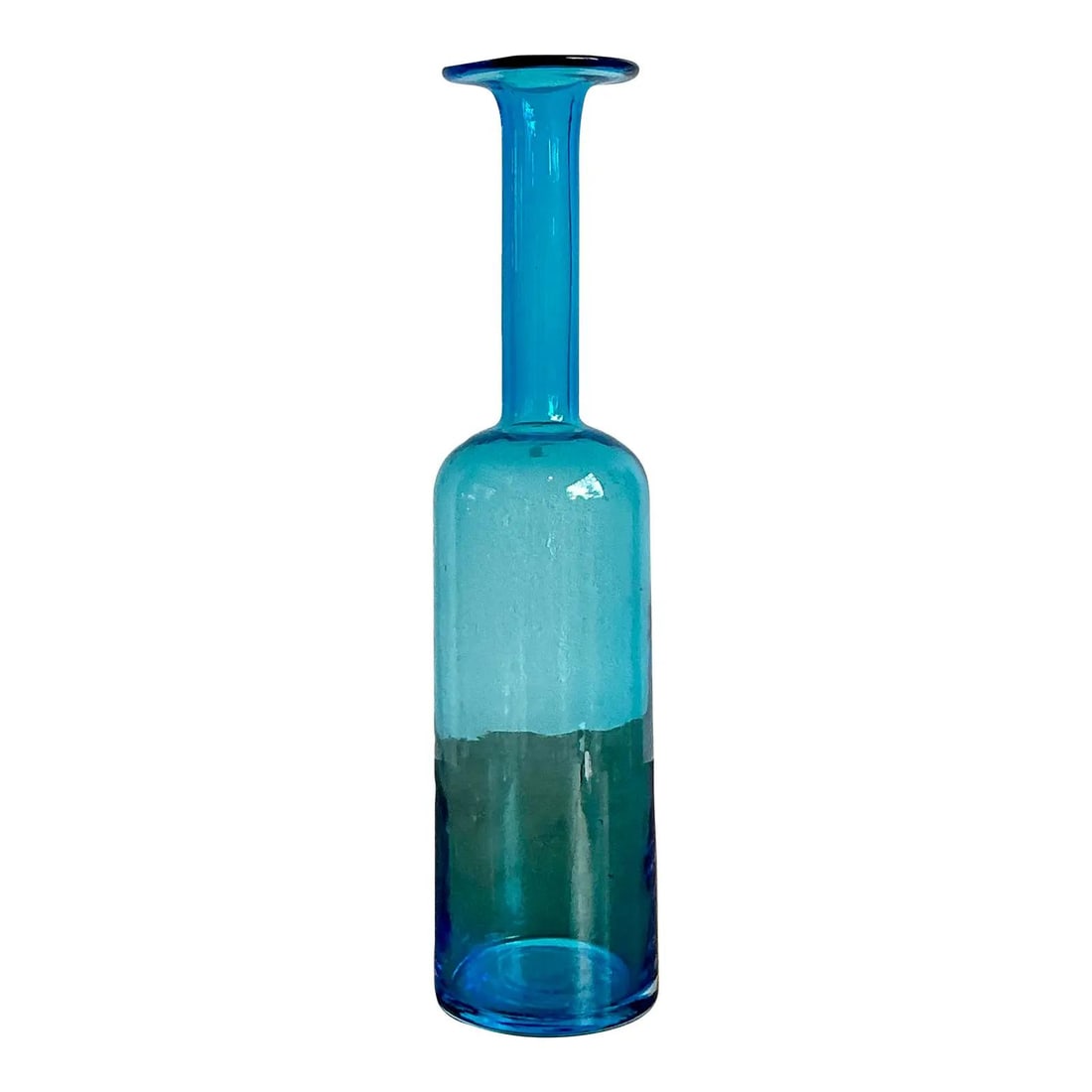 Aqua Gulvase Art Glass Vessel by Otto Brauer for Holmegaard 17 Inch Tall (1 of 10)