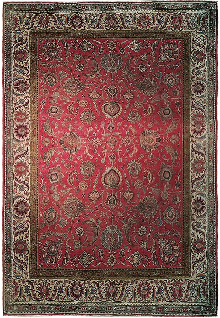 Vintage Persian Tabriz Mahal Rug 9.4 x 12.4 Feet Timeless Elegance: Vintage Persian Tabriz Mahal Rug 9.4 x 12.4 Feet Timeless Elegance Free continental US Shipping Enhance your space with this exquisite Vintage Persian Tabriz Mahal Rug, measuring 9.4 x 12.4 feet. This