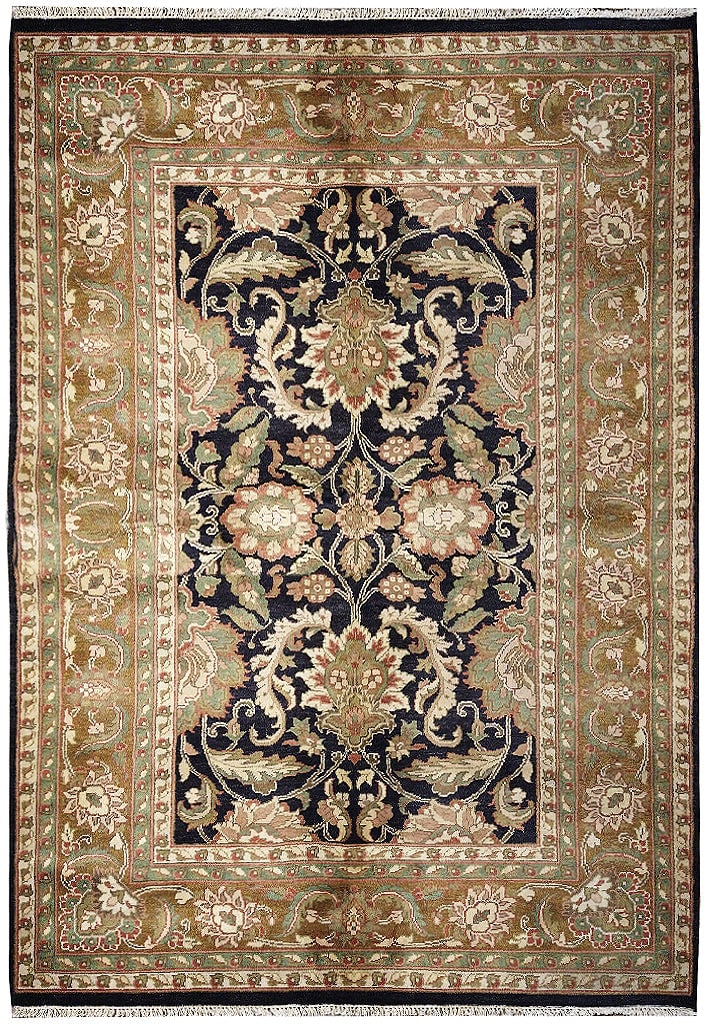 6.2 x 8.10 Jaipour Hand-Knotted Area Rug in Luxurious Black Wool: 6.2 x 8.10 Jaipour Hand-Knotted Area Rug in Luxurious Black Wool Free continental US Shipping Introducing the exquisite 6' x 9' Quality Jaipour Rug, crafted from dense, lustrous black wool, offering a