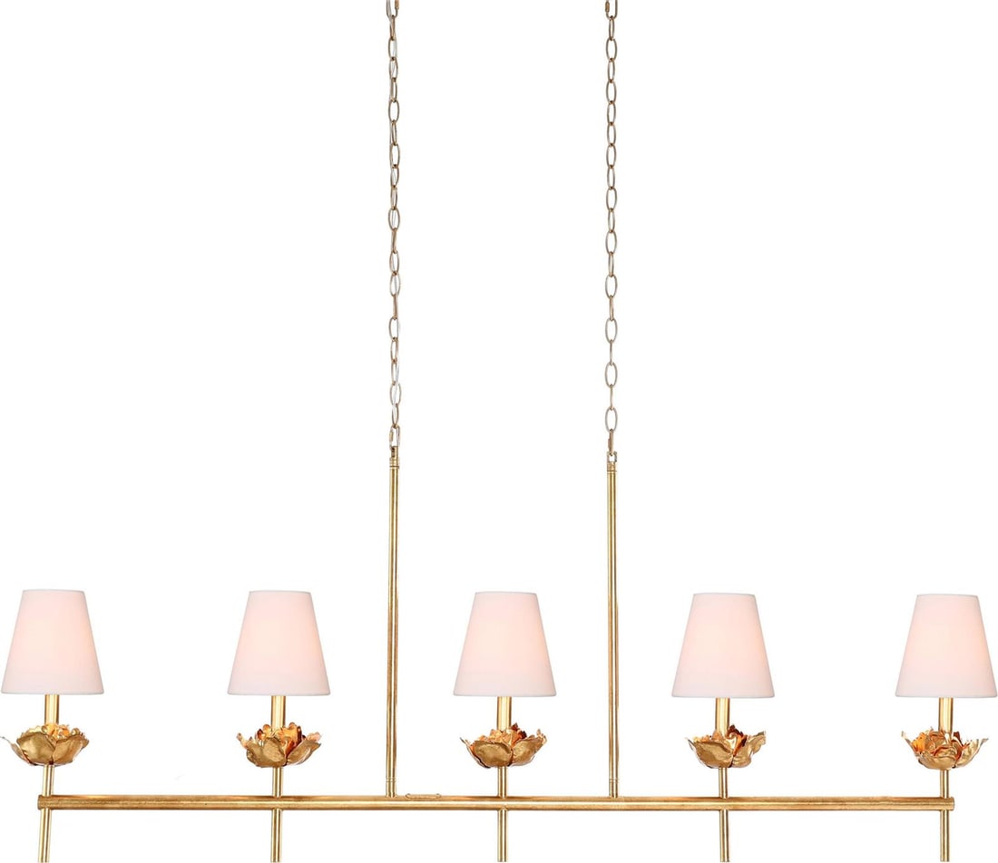 Rosalba Gold Leaf Iron Bowl Chandelier by Terracotta 25H 59W 6D (1 of 3)