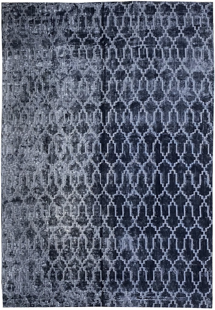 9.3 x 12 Solid Blue Contemporary Handmade Rug from India (1 of 11)