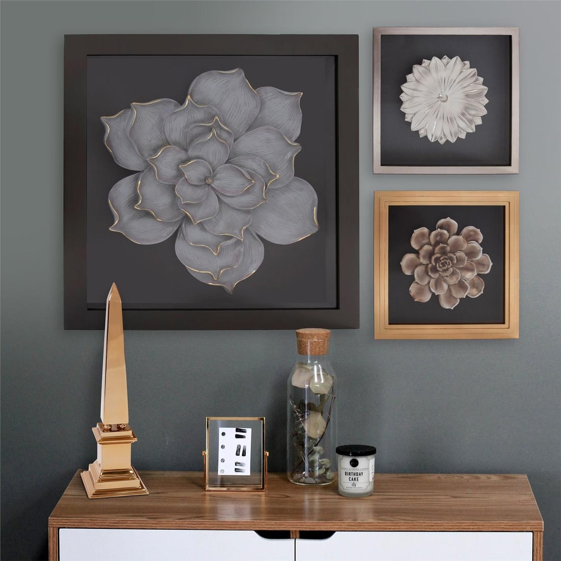 Howard Elliott Magnolia Flower Wood Wall Art Brushed Gold Finish 28x26 (1 of 4)