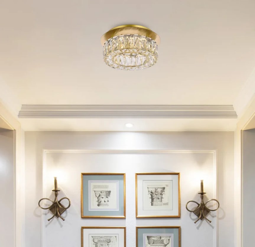 Elegant Lighting Monroe 12 Inch Gold Flush Mount Chandelier: Elegant Lighting Monroe 12 Inch Gold Flush Mount Chandelier Illuminate your space with this stunning 12-inch Crystal Flush Mount Chandelier. Designed for modern aesthetics, it features a beautiful gol