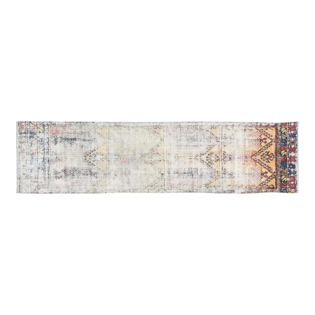 Anatolian Wool Runner Hand Knotted Turkish Rug 3x12'4 Beige: Anatolian Wool Runner Hand Knotted Turkish Rug 3x12'4 Beige This vintage Turkish Anatolian rug is hand-knotted from wool using traditional techniques, offering a blend of classic craftsmanship and mod