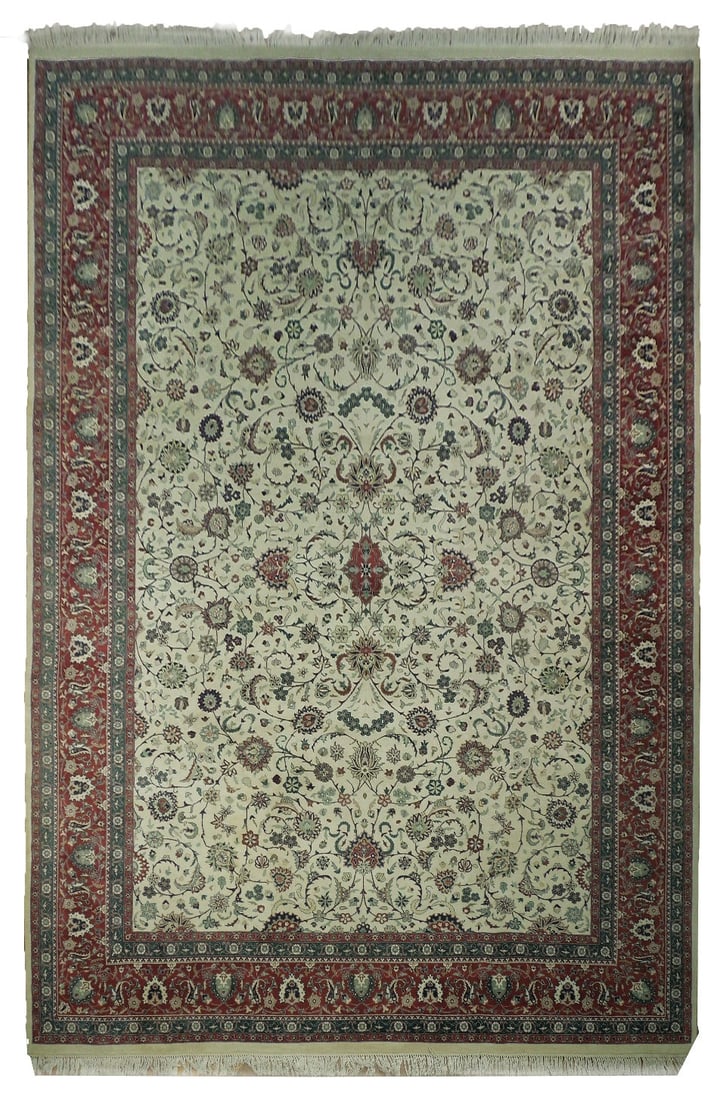 Luxury 10' x 14' Handmade Ivory Geometric Rug: Luxury 10' x 14' Handmade Ivory Geometric Rug Free continental US Shipping Transform your space with this exquisite 10' x 14' 5" ivory high-end rug, crafted to bring a touch of luxury to any room. Fea