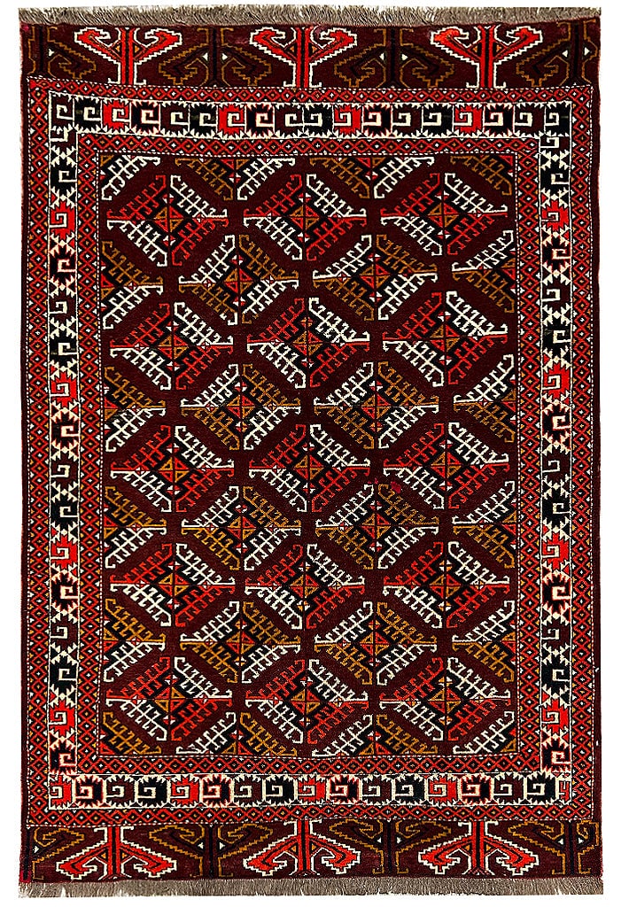4.5 x 6.6 Multi-Color Hand-Knotted Russian Kazak Rug (1 of 9)
