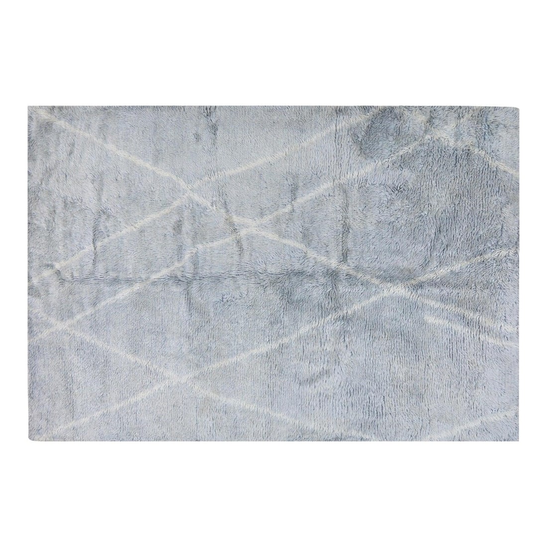 Hand Knotted Wool Beni Ourain Moroccan Rug Gray 6'2" x 8'9": Hand Knotted Wool Beni Ourain Moroccan Rug Gray 6'2" x 8'9" This Moroccan Beni Ourain rug is hand-knotted from wool and features natural colors in a contemporary style. The rug is noted for its soft t
