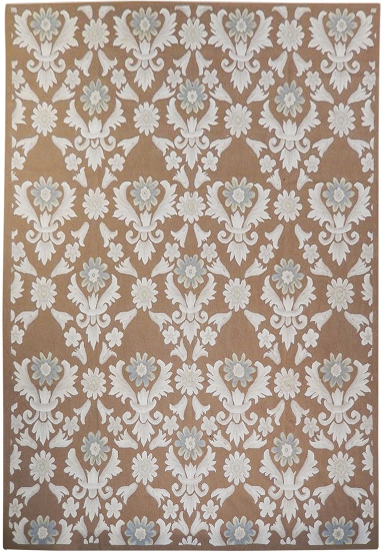 Handmade 9'3 x 12'5 Brown Aubusson Weave Rug from China: Handmade 9'3 x 12'5 Brown Aubusson Weave Rug from China Free continental US Shipping Enhance your living space with this exquisite 9' 3" x 12' 5" Brown Aubusson Weave French Rug. Skillfully handmade i