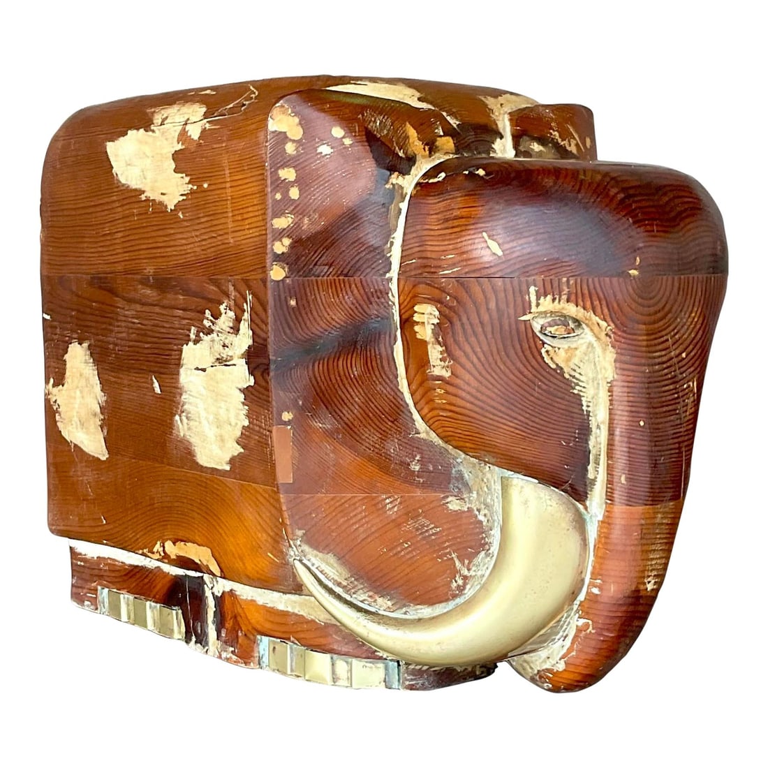 Vintage 90s Carved Wood Brass Elephant Decor: Vintage 90s Carved Wood Brass Elephant Decor Discover this stunning vintage 90s carved wooden elephant, a chic addition to any decor. Crafted from high-quality wood featuring beautiful grain details, 